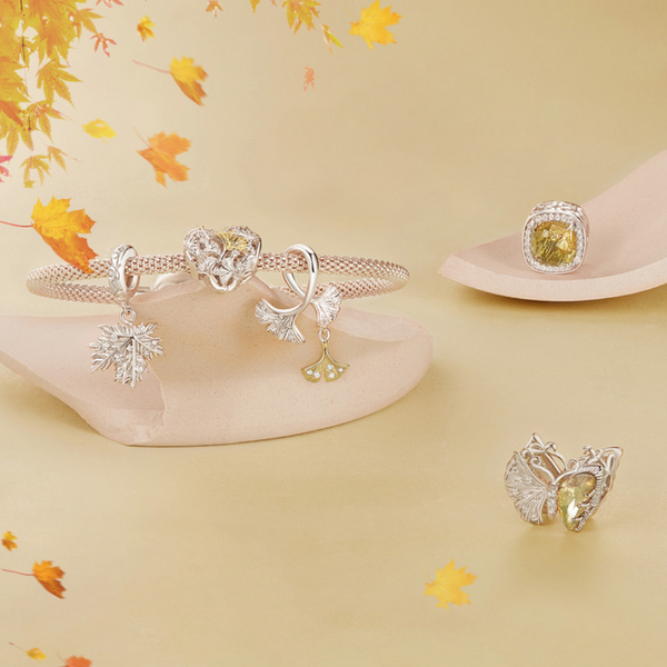 Veile Studios Yinziyun Original Ginkgo Butterfly Diy Bracelet Beads In Silver And Glass Bracelets