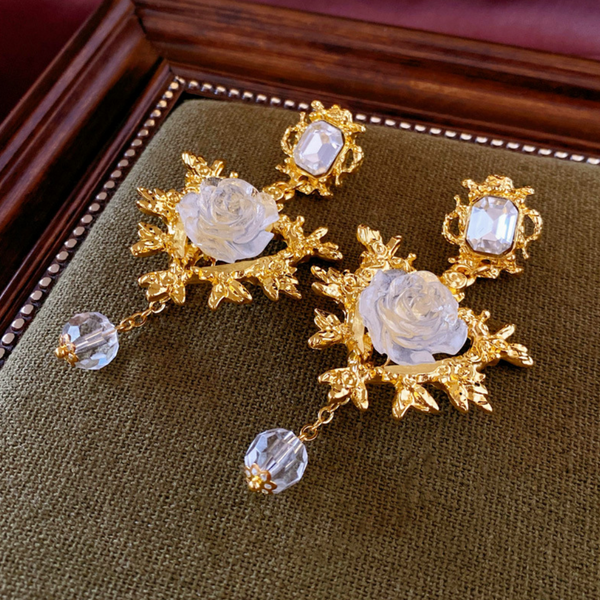 Veile Studios Heart Flower Tassel Palace Style Retro Exaggerated Alloy Earrings