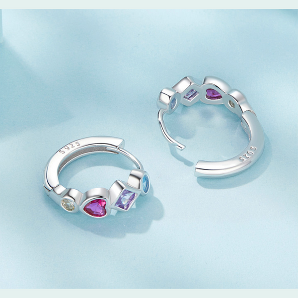 Veile Studios Silver Charm Zirconia Splicing Ear Buckle American Fashion Earrings