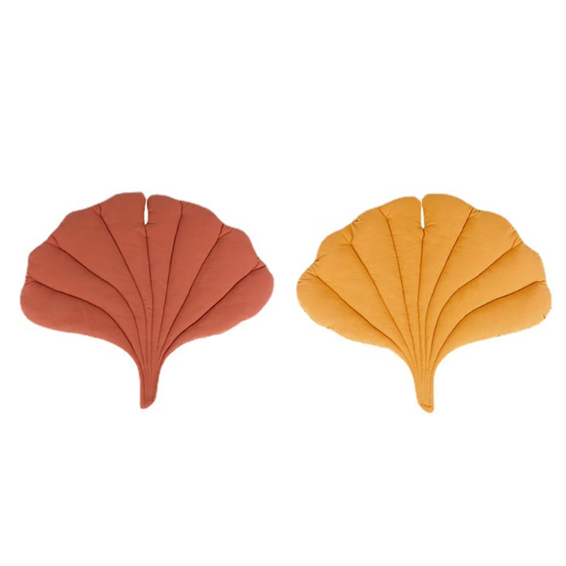 Elosung 2 Pcs Yellow Leaf Shaped Pet Sleeping Mat Durable Dog Floor Pad & Cat Bed For And Playtime Pet Beds