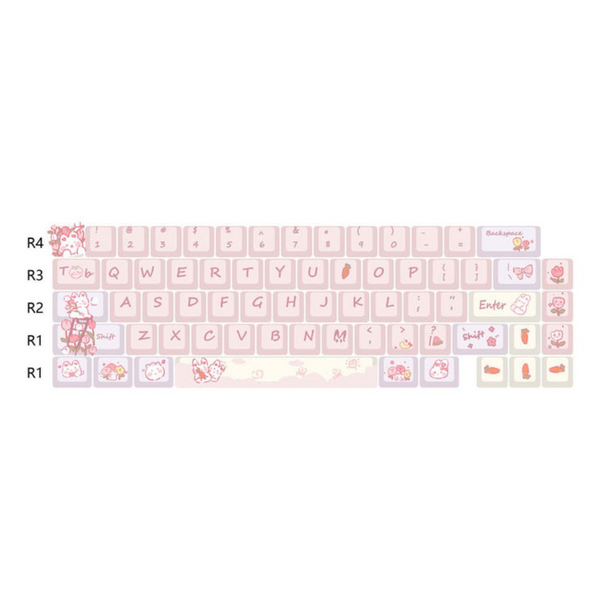 Keycap Keyboard Pink 66 Keys Rabbit Theme Sided Heat Sublimation Switch Fit Keyboards & Keypads