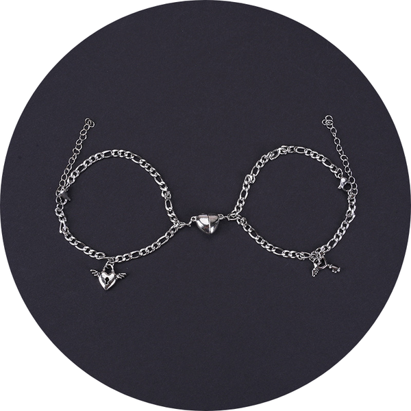 Veile Studios Heart Shape Lock Suction Couple Combination Bracelet Fashion Jewellery Bracelets
