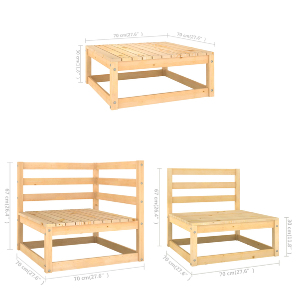6 Piece Garden Lounge Set Solid Pinewood Patio Furniture Sets