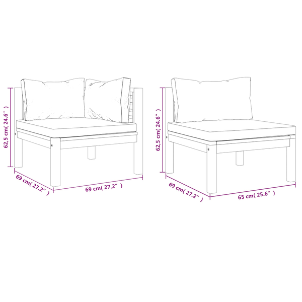 6 Piece Garden Lounge Set With Cushion Solid Acacia Wood Patio Furniture Sets