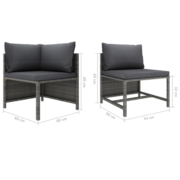 6 Piece Garden Lounge Set With Cushions Poly Rattan Grey Patio Furniture Sets