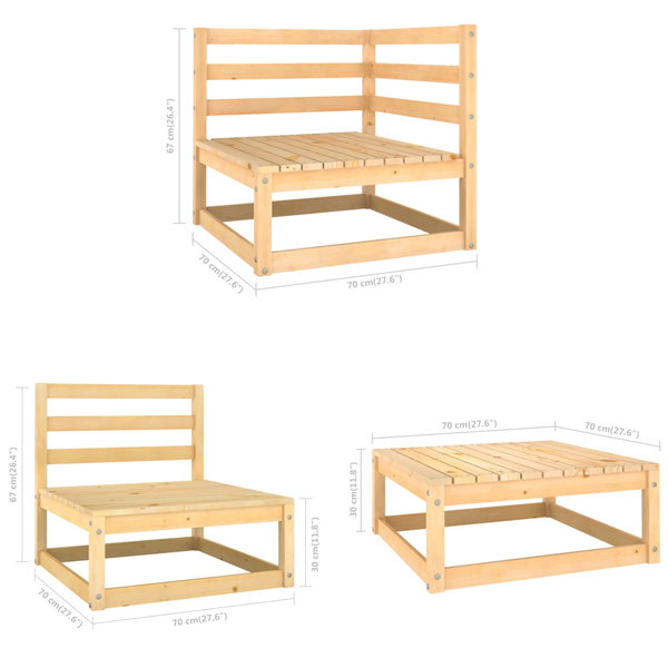 6 Piece Garden Lounge Set With Cushions Solid Pinewood Patio Furniture Sets