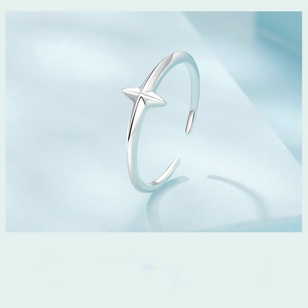 Veile Studios Minimalist Plain Silver Cross Opening Ring Versatile S925 Pure Rings