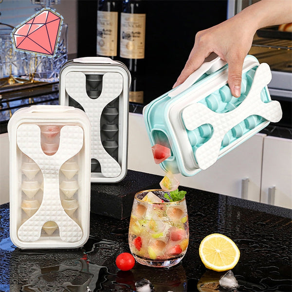 2In1 Portable Silicone Ice Ball Mold Maker Water Bottle Cube Mould Creative Diamond Curling Summer Kitchen Gadgets