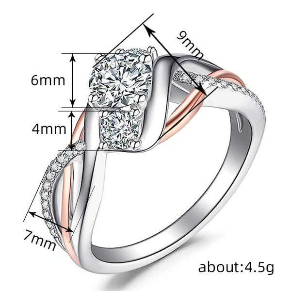 Veile Studios Zircon Shiny Ring For Women Fashion Geometry Pattern Copper Inlaid Rings