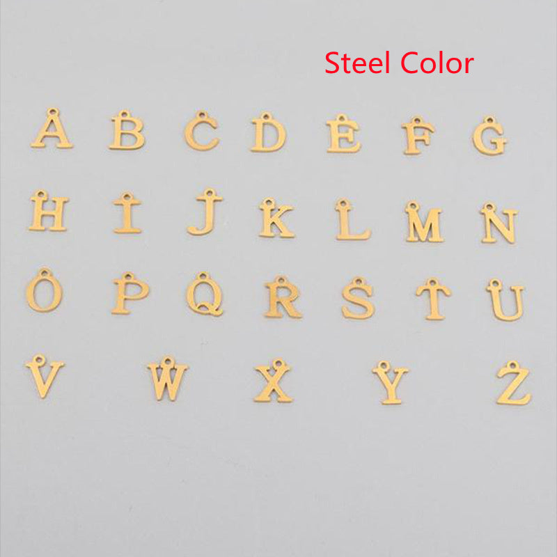 Veile Studios And American 26 English Letter Necklace Stainless Steel Clip Chain Imitation Pearl Pendant For Women Men Necklaces & Pendants