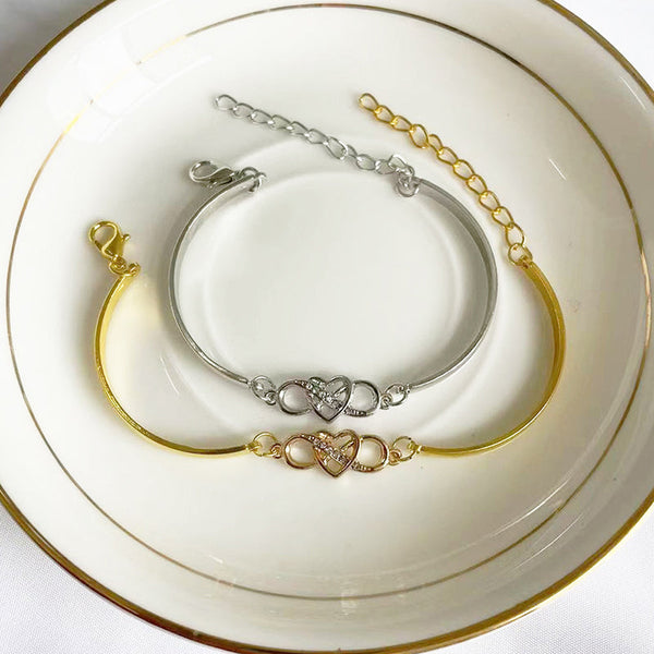 Veile Studios Infinity Heart Bracelet Bangle Crystal Love Forever Symbol Charm Bracelets