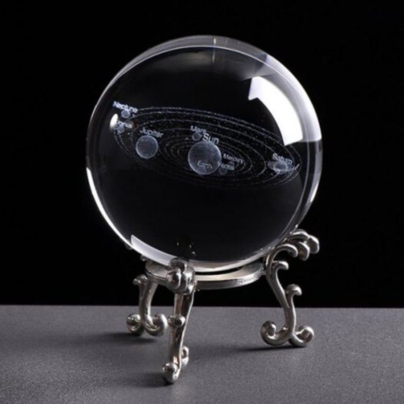 6Cm Diameter 3D Solar Crystal Ball Ornament Multi Crystal Glass