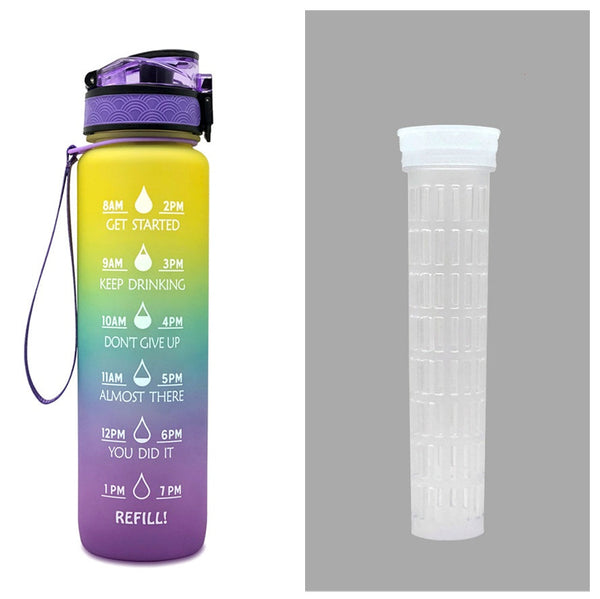 1 Litre Tritan Water Bottle With Time Marker For Sports And Fitness Activities Water Bottles