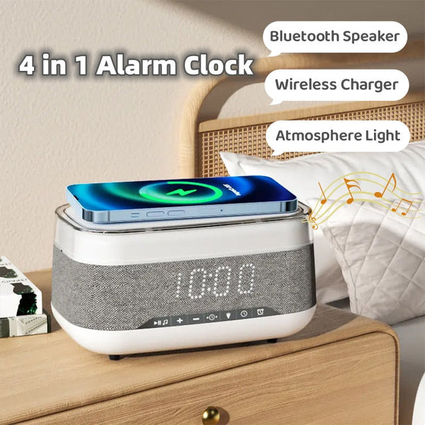 Intelligent Multifunctional Bluetooth Wireless Charger Alarm Clock Night Light Alarm Clocks & Clock Radios