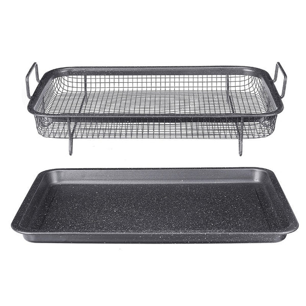 Black Non Stick Mesh Pan Oven Baking Grill Tray Basket Barbecue Accessories