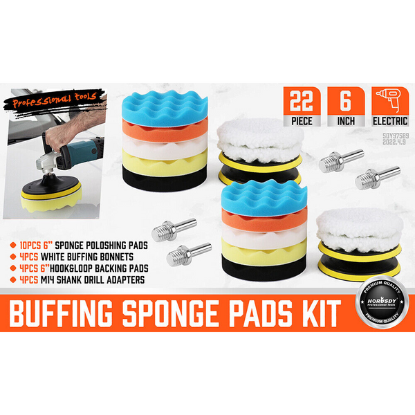 11Pcs 6" Buffing Waxing Polishing Pads Sponge Set For Car Polisher Drill Mitts Bonnets & Buffing Pads