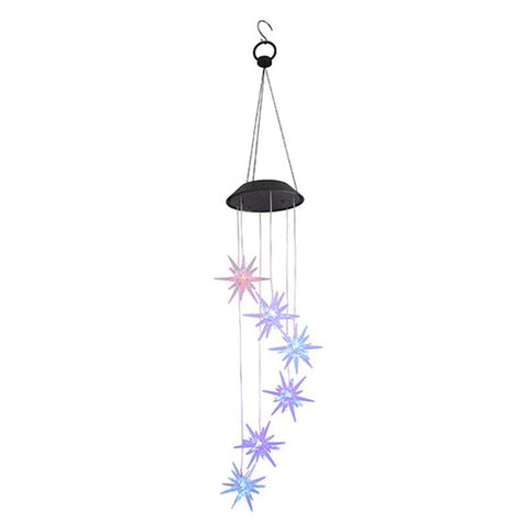 Pendant Lights 6 Colour Changing Solar Power Led Star Wind Chimes