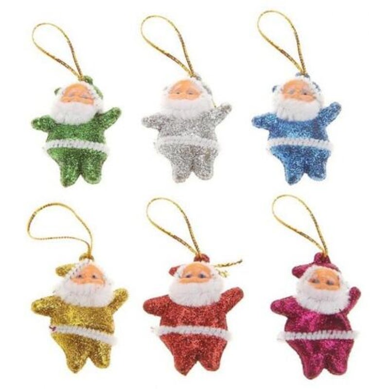 6Pcs Colorful Merry Chrismas Tree Decorations Santa Claus Pendant Christmas Multi Seasonal Decorations