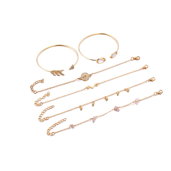 Veile Studios 6Pcs Compass Type Open Bracelet Of Various Styles Bracelets