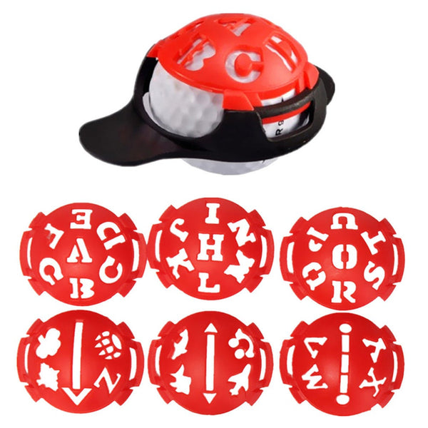 6Pcs Golf Ball Drawer Serif Marker Template Marking Tool With Machine Base Set Fitting Ball Markers