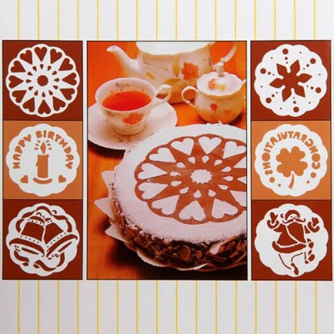 6Pcs / Kit Cake Stencil Printing Sieve Mould Decoration Baking Supplies White