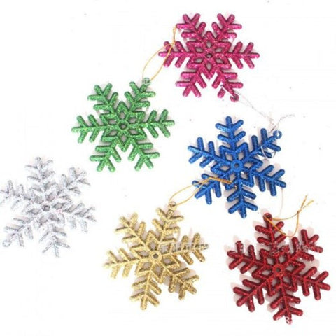 6Pcs / Lot 10Cm Diy Gillter Snow Christmas Pendant Ornaments Multi