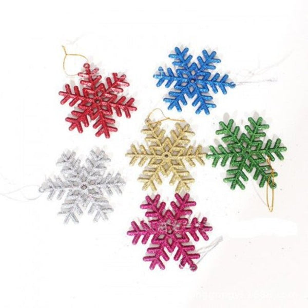 6Pcs / Lot 10Cm Diy Gillter Snow Christmas Pendant Ornaments Multi