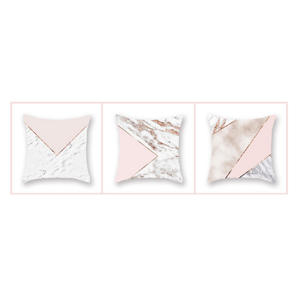 6Pcs Marble Rose Gold Geometric Peach Skin Cashmere Pillow Cover Lines