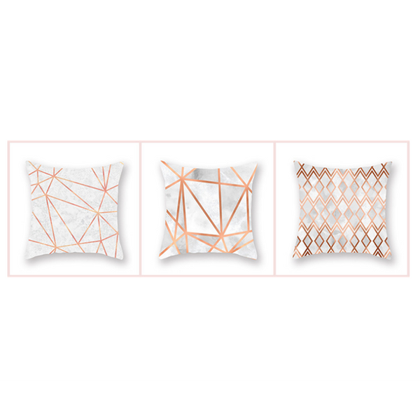 6Pcs Marble Rose Gold Geometric Peach Skin Cashmere Pillow Cover Lines Cushions & Decorative Pillows