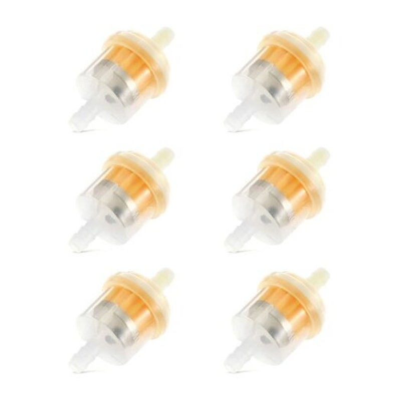6Pcs Motorcycle Atv Scooter Petrol Gas Fuel Filter Yellow