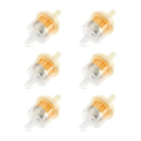 6Pcs Motorcycle Atv Scooter Petrol Gas Fuel Filter Yellow