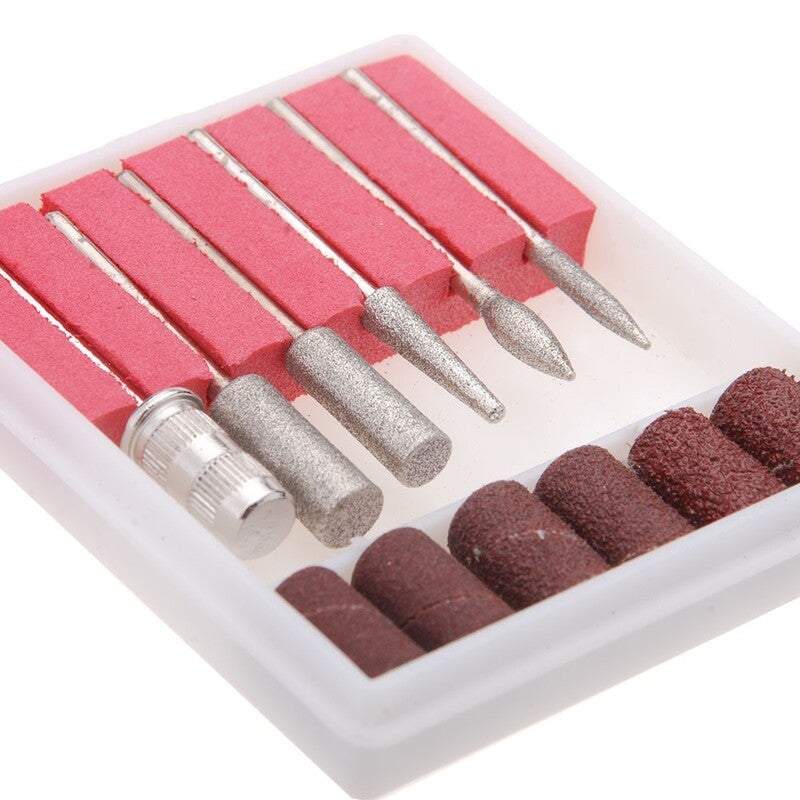 Nail Tools Cuticle Care 6Pcs Art Drill Bits Sanding Bands For Replacement Set Electric File Metal Electric Files & Tools