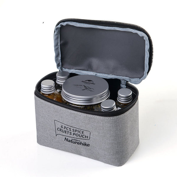 6Pcs Outdoor Camping Tableware Storage Container Seasoning Bottles Cans With Bag For Bbq Portable Picnic Nh17t011 Camping Cookware