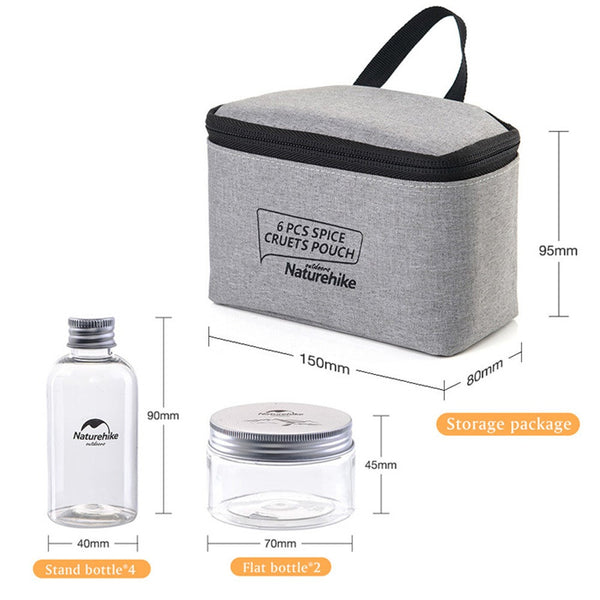 6Pcs Outdoor Camping Tableware Storage Container Seasoning Bottles Cans With Bag For Bbq Portable Picnic Nh17t011 Camping Cookware