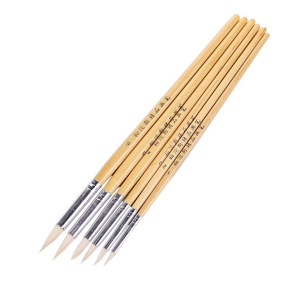 6Pcs Pointed Sheep Gouache Paint Brush Set Hook Line Acrylic Watercolor Painting Artists Brushes