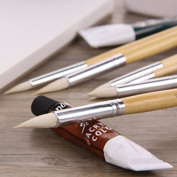 6Pcs Pointed Sheep Gouache Paint Brush Set Hook Line Acrylic Watercolor Painting Artists Brushes