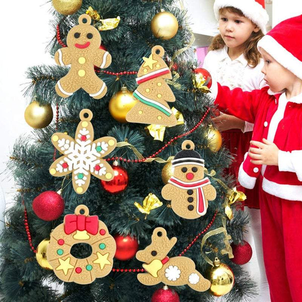 Christmas Tree Decorations 6Pcs / Set Gingerbread Man Hanging Pendants Seasonal Decorations