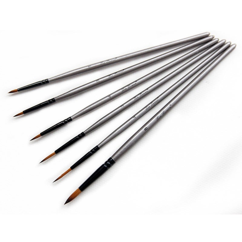 6Pcs/Set Silver Paint Brushes Nylon Hook Line Pen For Acrylic Watercolor Artists Brushes