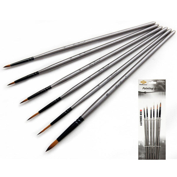6Pcs/Set Silver Paint Brushes Nylon Hook Line Pen For Acrylic Watercolor Artists Brushes