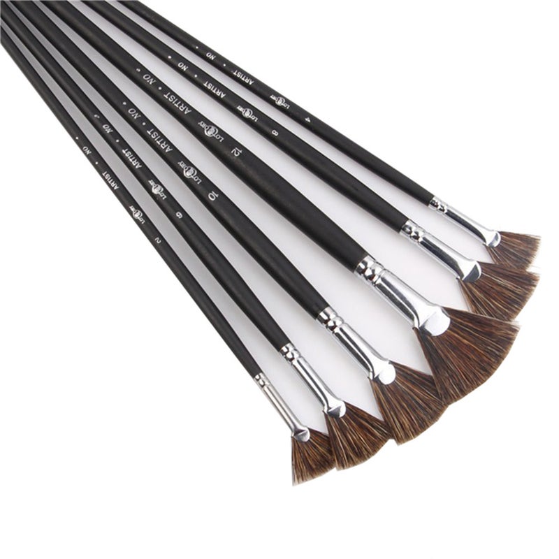 6Pcsset Special Offer Wild Boar Bristle Brush Pen Set Fan Shape Art Supplies Painting Oil Student Stationery Artists Brushes