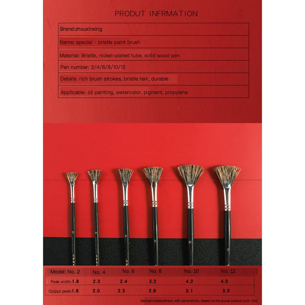 6Pcsset Special Offer Wild Boar Bristle Brush Pen Set Fan Shape Art Supplies Painting Oil Student Stationery Artists Brushes