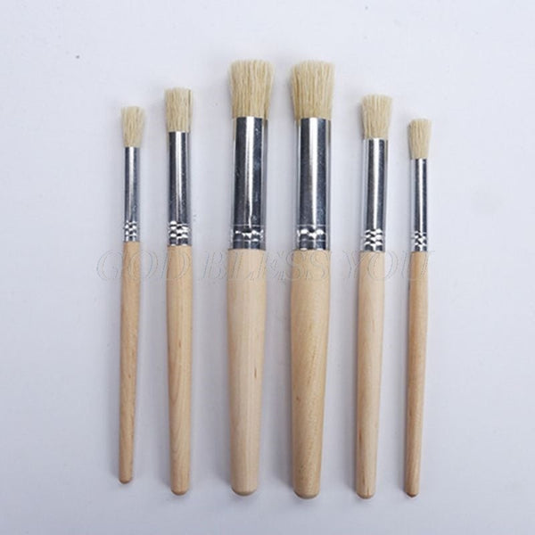 6Pcs/Set Watercolor Painting Brush Different Size Handle Kids Students Artists Brushes