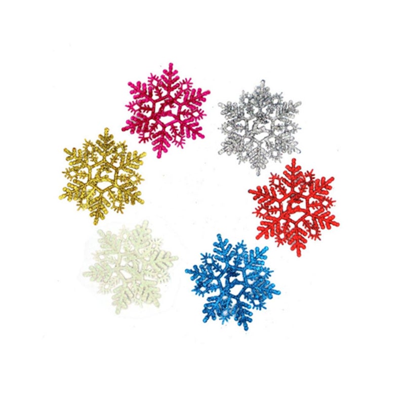 6Pcs Snowflakes Christmas 14Cm Plastic Glitter Flake Ornaments Tree Pendant Seasonal Decorations