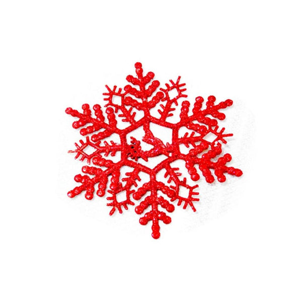 6Pcs Snowflakes Christmas 14Cm Plastic Glitter Flake Ornaments Tree Pendant Seasonal Decorations