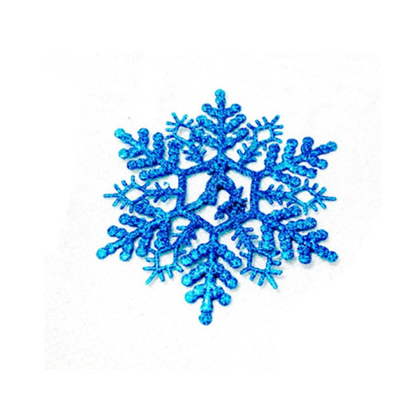 6Pcs Snowflakes Christmas 14Cm Plastic Glitter Flake Ornaments Tree Pendant Seasonal Decorations