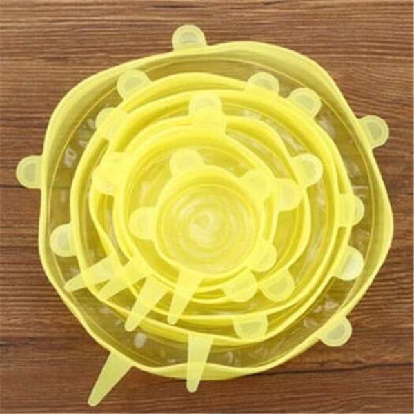 6Pcs Universal Silicone Cover Vacuum Seal Suction Sealer Food Bowl Pot Stretch