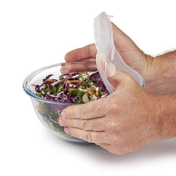 6Pcs Universal Silicone Cover Vacuum Seal Suction Sealer Food Bowl Pot Stretch Transparent