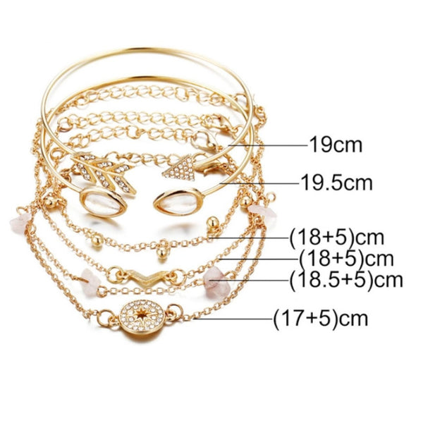 Veile Studios 6Pcs Compass Type Open Bracelet Of Various Styles Bracelets