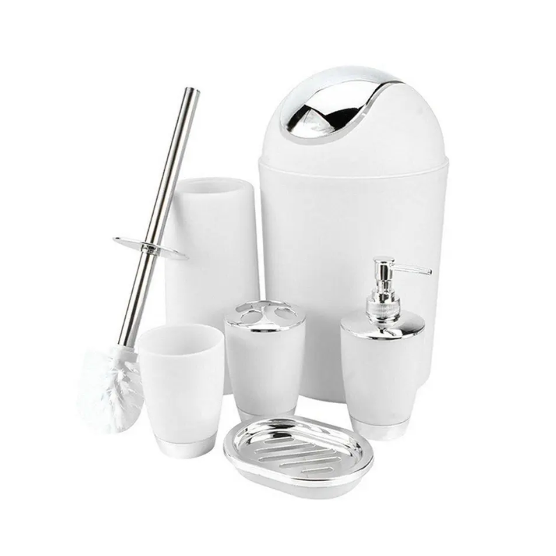 6Pcs / Set Bathroom Accessories Sets Toothpaste Brush Holder Hand Soap Shampoo Storage Bottle Tumblers & Toothbrush Holders