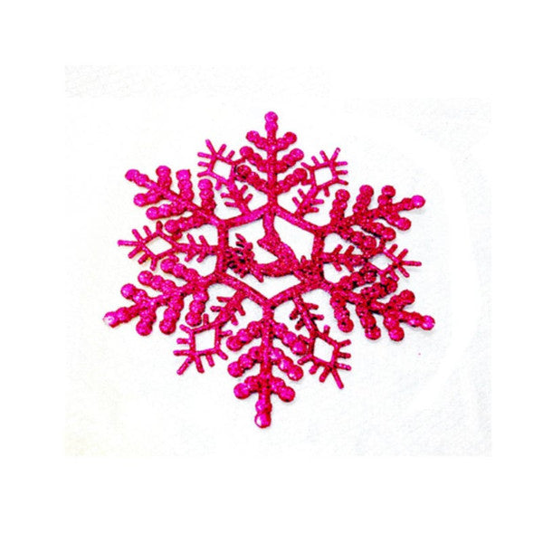6Pcs Snowflakes Christmas 14Cm Plastic Glitter Flake Ornaments Tree Pendant Seasonal Decorations